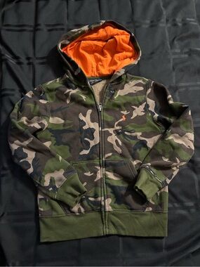Polo Ralph Lauren Kids Camo Full Zip  Hoodie Orange Pony Camouflage Small (8)